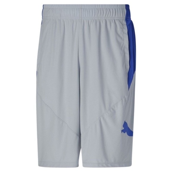 Puma Men's 10" Moisture Wicking Training Cat Shorts Grey/Blue- men short - Picture 6 of 10
